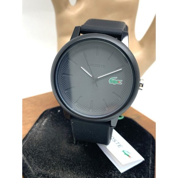 Lacoste Men's Watch 2070024 Quartz Black Dial Textured Rubber Band 42mm - Picture 1 of 14